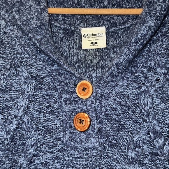 Women’s Columbia soft blue marled popover sweater top size Medium - Picture 4 of 7
